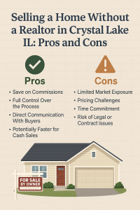Pros and cons of selling a home without a realtor in Crystal Lake IL with FSBO sign