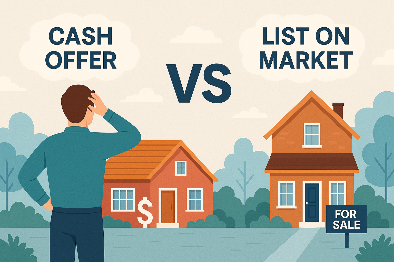 Cash offer vs listing illustration for homeowners in Crystal Lake and McHenry, Illinois