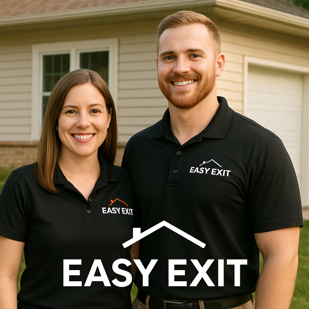 Todd and Lauren Bennet standing outside a suburban Northern Illinois home