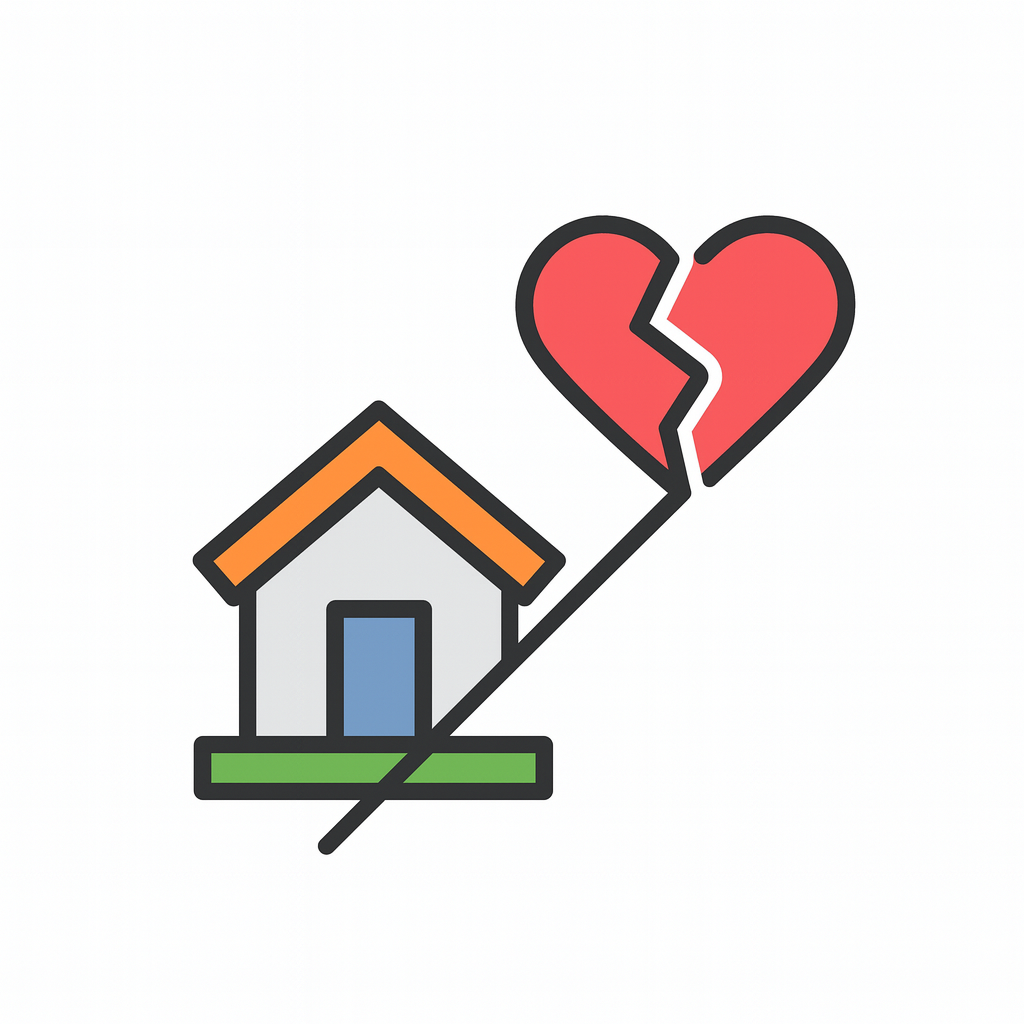 Icon representing divorce-related home sales