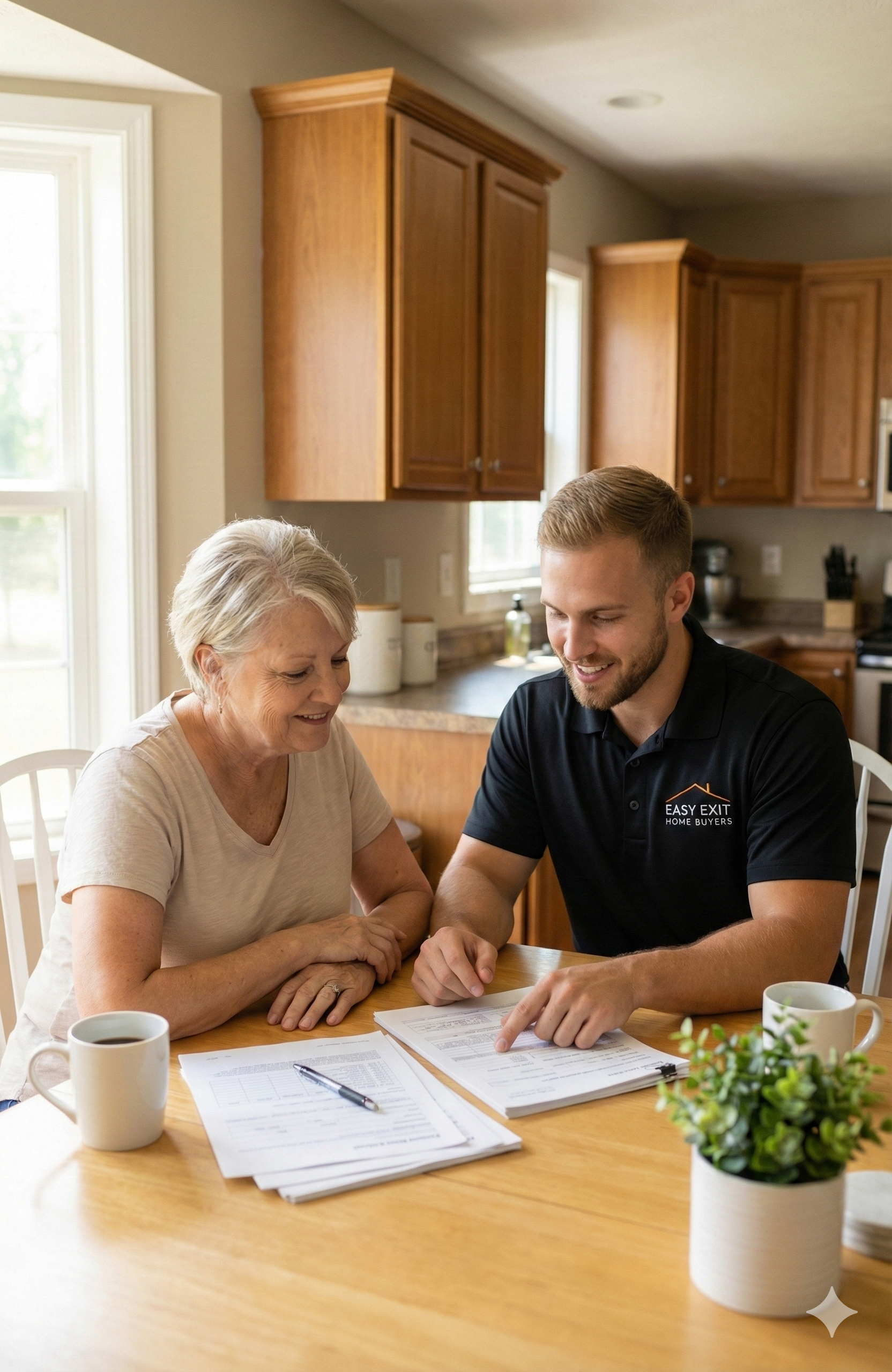 Easy Exit Home Buyers team helping a homeowner with a stress-free cash sale in Crystal Lake