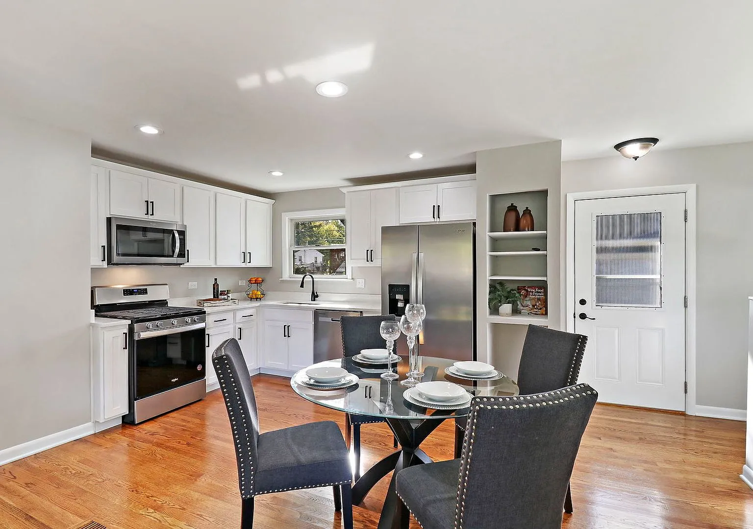 Completed white kitchen with stainless appliances, 111 Wagner Dr Cary